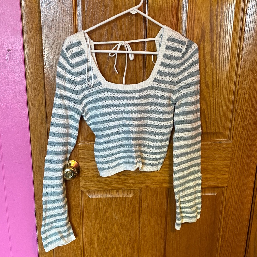 Hollister Striped Knit Crop Top Sweater